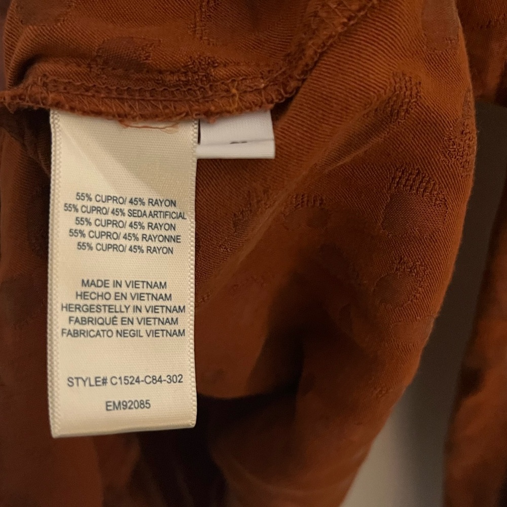 Anthropologie Cloth & Stone Orange Long Sleeve Elastic Neck Buttondown Top - Picture 9 of 10